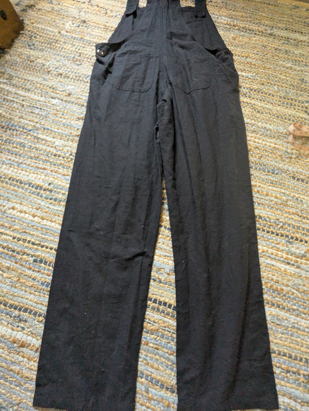 NWT Black Overalls L Jumpsuit Minimalist Casual Relaxed Adjustable Button Strap - Picture 9 of 15